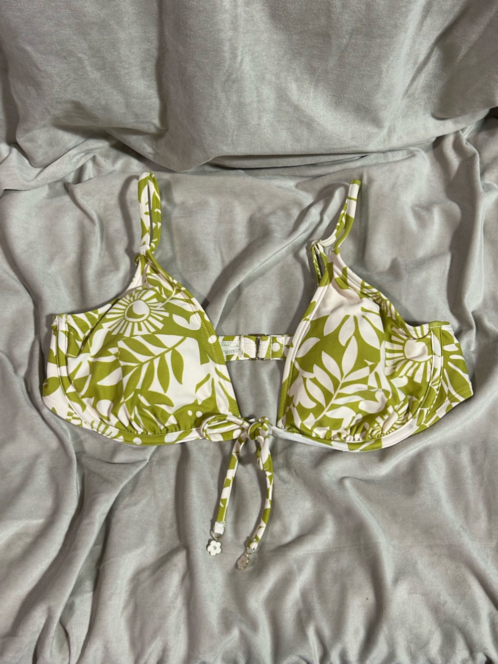 Wild Fable White Bikini Top with Lime Leaf Accent